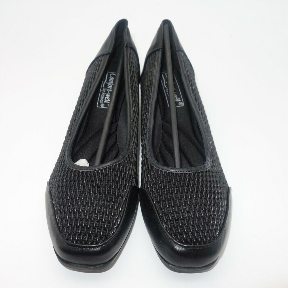 NEW Comfort-well Beacon Stretch-n-Form Pumps Black Square Medium Heel Shoes 10